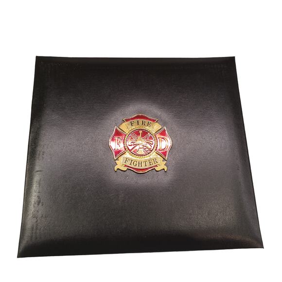 Fire Fighter Leather Scrapbook K and Company RARE Fire fighter Leather Book - Picture 6 of 10